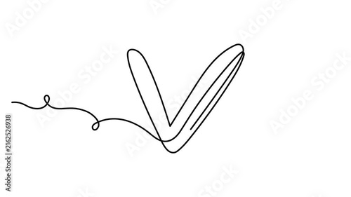 Check mark hand drawn continuous contour one line art animation, done correct choice otion, vote approved continuous contour decorative success approval positive agree movie. 4k self-drawing video