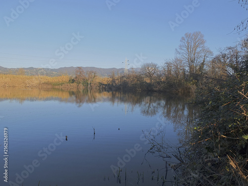 Foto view of some small lakes called bozi di saudino in Sarzana, Italy