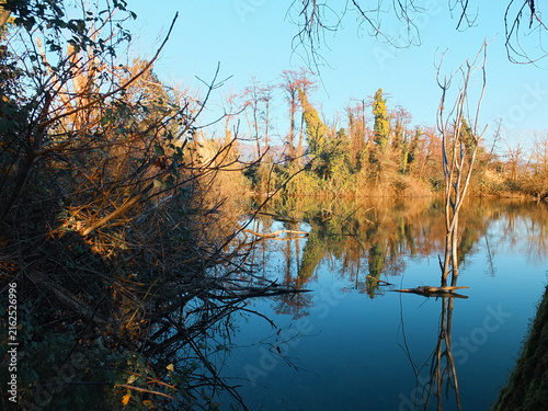 Foto view of some small lakes called bozi di saudino in Sarzana, Italy
