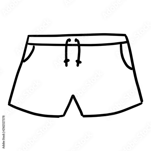 Foto Doodle of Shorts pants drawing outfit, ilustration, hand drawn man and women clo