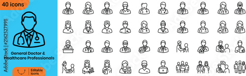 Medical professional icon set vector template