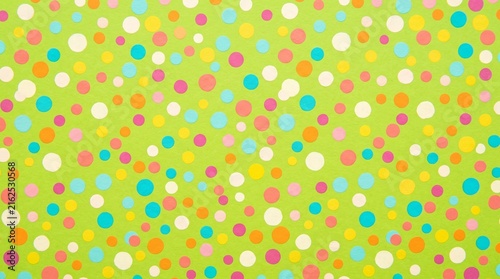 Vibrant neon polka dot pattern on bright lime green seamless background texture