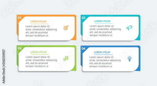 Business infographic design template with 4 options, steps or processes