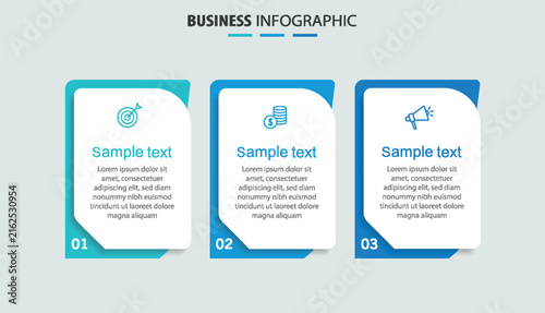 Business infographic design template with 3 options, steps or processes