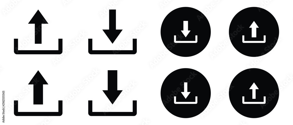 Fototapeta premium Upload and download arrow icons for web and mobile app interface graphic vector design.
