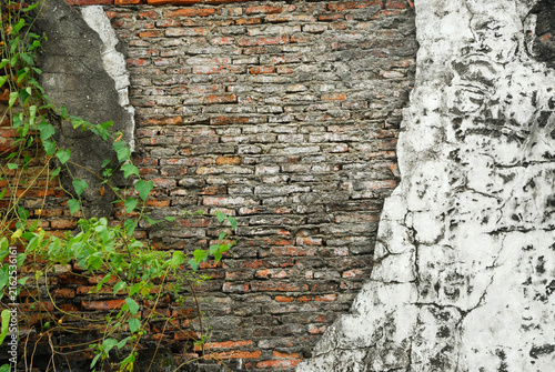 Grunge Brick Wall Texture. Grunge Destroyed Brick and Concrete Wall on an Old Building.
