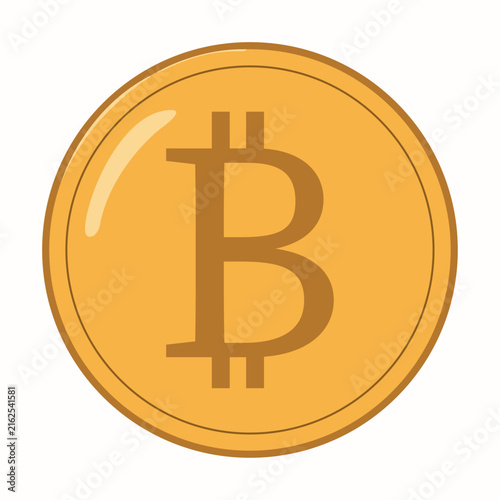 A yellow bitcoin icon sticker. Golden bitcoin coin illustration