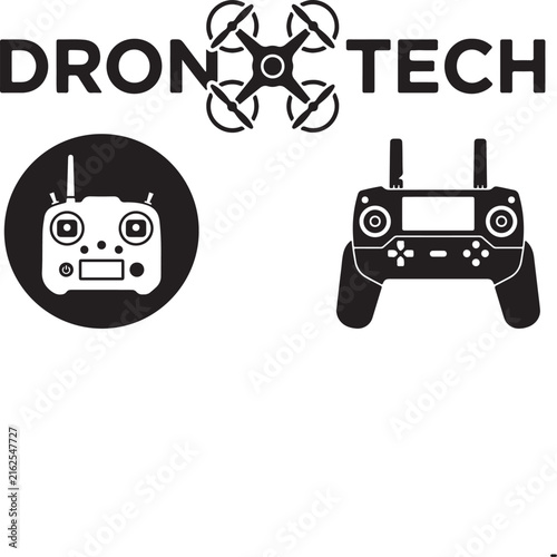 Drone Technology and Remote Control Icons Keywords: drone, technology, remote control, controller, transmitter, quadcopter, aerial, photography