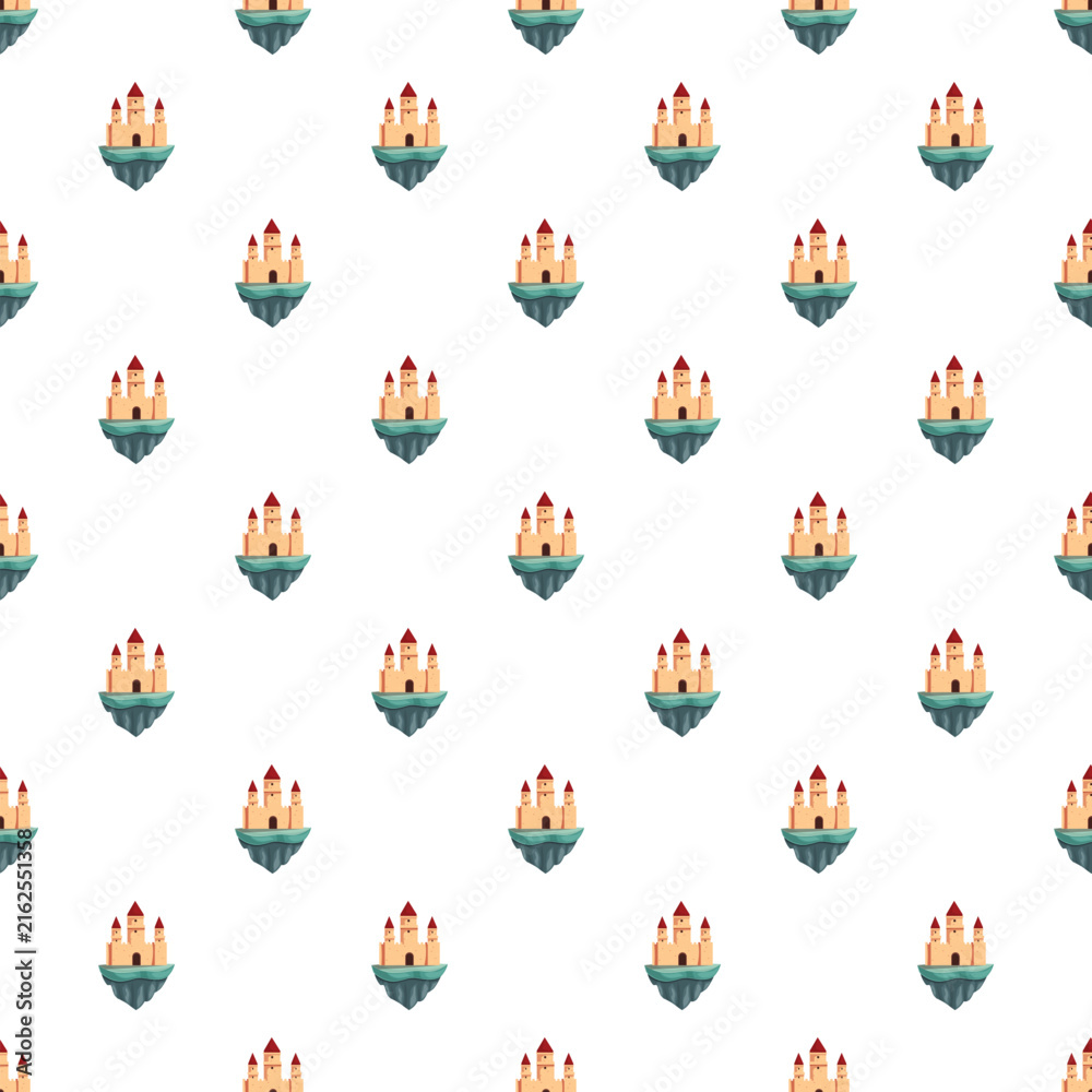 Fototapeta premium Repeating magic kingdom castle on a flying island creating a tileable pattern