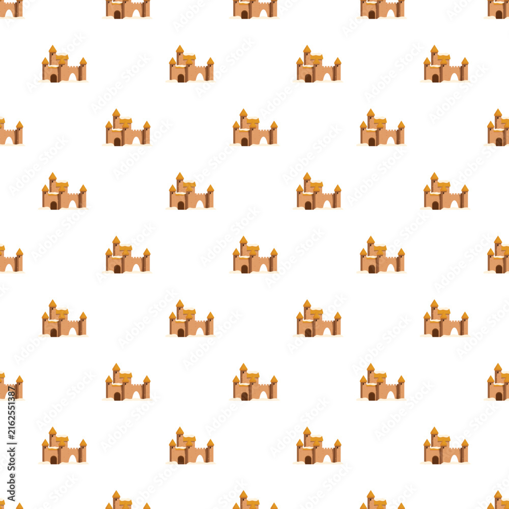 Fototapeta premium Sandcastle pattern creating a continuous background for childhood and summer concepts