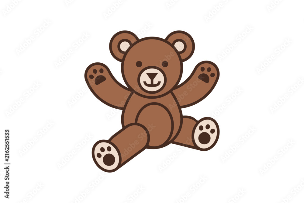 Fototapeta premium Cute Teddy Bear Flat Vector Illustration