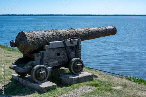 Old canon on wall around Kalmar Castle