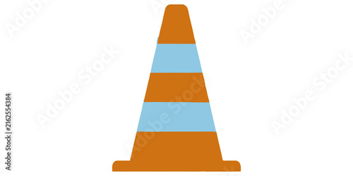 Canvastavla Orange traffic cone with light blue reflective stripes for road safety warnings and construction zone signaling graphics