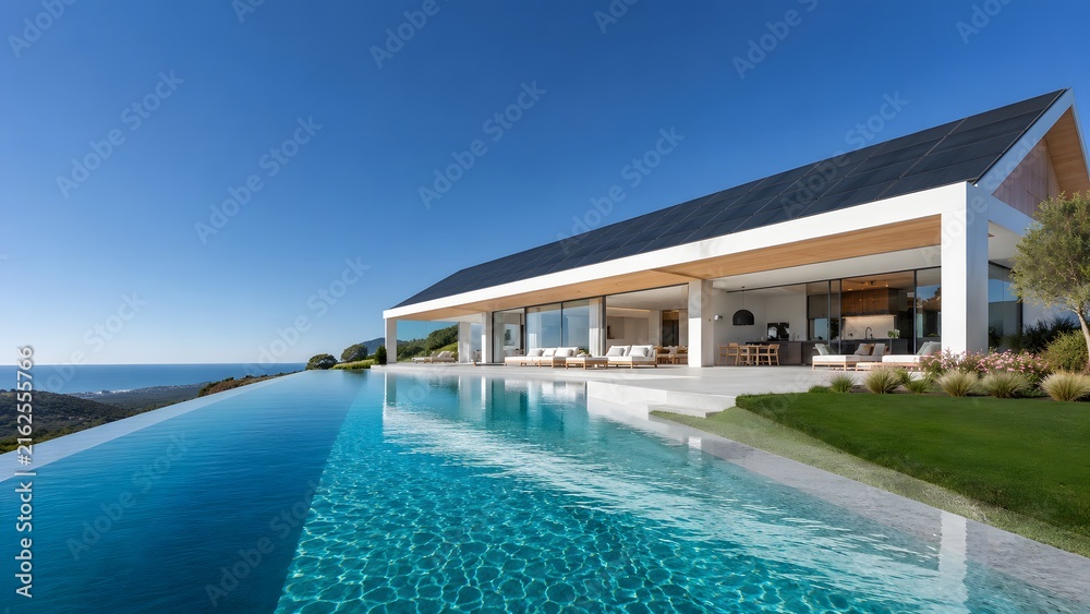Fototapeta premium Contemporary Seaside House with Infinity Swimming Pool