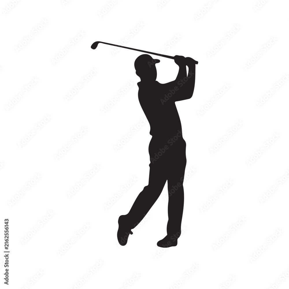 Naklejka premium golf player. golfer silhouette on white background