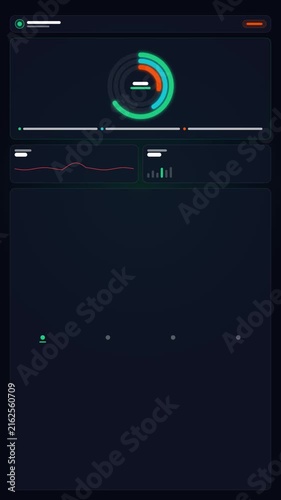 Dark Themed Mobile Application Analytics Dashboard User Interface Design