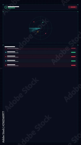 Futuristic Digital Interface With Radar Scanning System And Data List