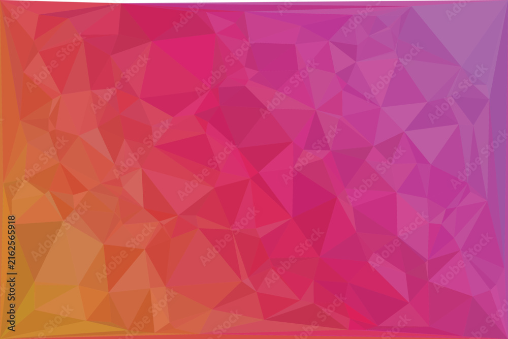 Obraz premium Low poly geometric background, with gradient transitions, from orange to, pink and purple, isolated on a, white background.eps