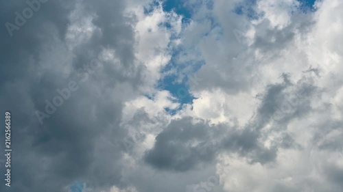 Beautiful white fluffy clouds slowly float against the blue sky on a warm sunny summer day. Timelapse video of cloud movement high quality 4k.