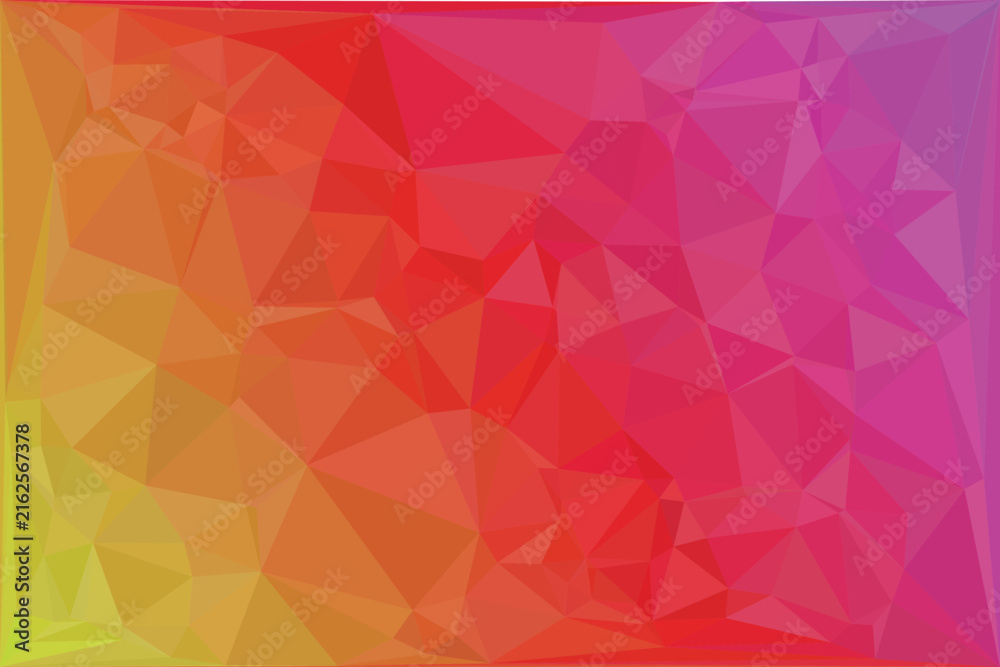 Fototapeta premium Low poly geometric background, with gradient transition, from yellow to, orange and pink, isolated on a, white background.eps