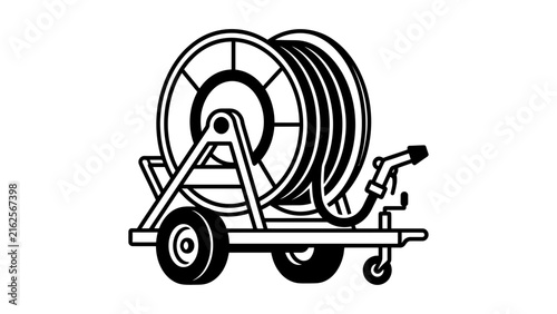 Industrial Cable Reel Trailer Vector Illustration