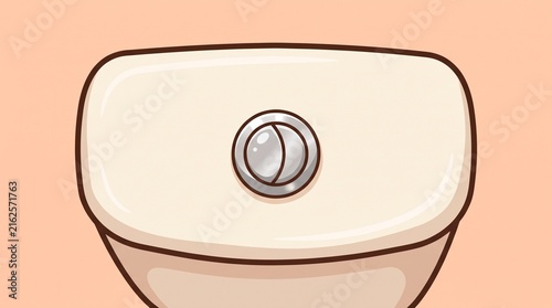Close up of a dual flush toilet tank button for water conservation and bathroom plumbing fixtures