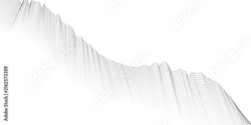 Фотография Black on white abstract perspective line wave stripes with 3d dimensional effect