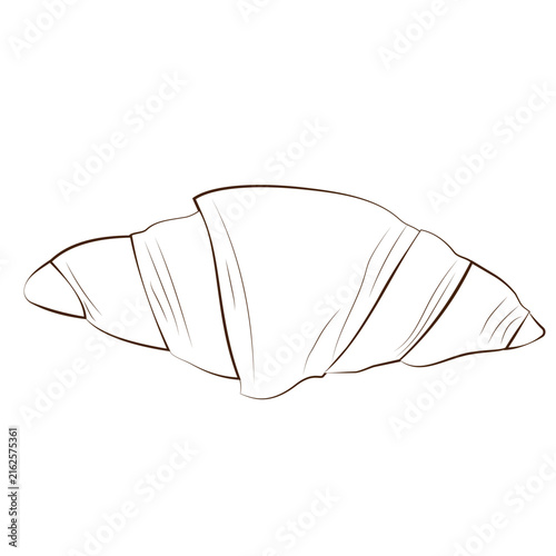 An artistic sketch of a croissant in a minimalist style, featuring stylish