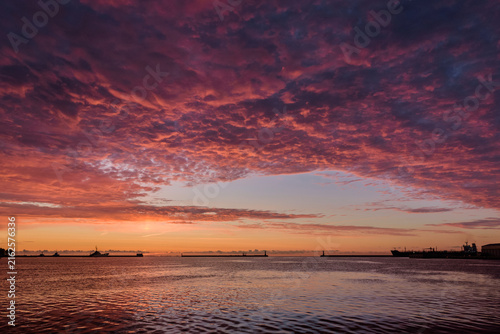 SUNRISE AND CLOUDS- A picturesque morning over the seaport
