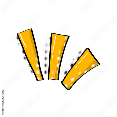 Bold Yellow Exclamation Marks with Halftone Shadow Pop Art Illustration