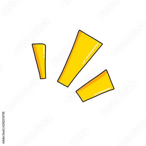Bold Yellow Exclamation Marks with Halftone Shadow Pop Art Illustration