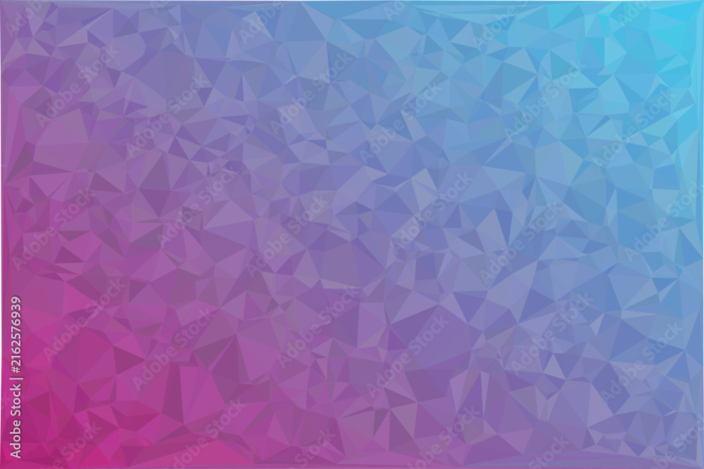 Fototapeta premium Low poly geometric background, with gradient transition, from magenta to, cyan, triangular mesh, pattern with transparent background