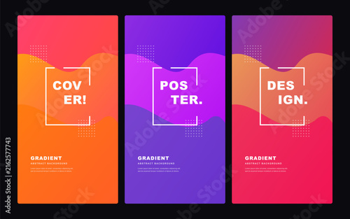 Modern poster design template set with cover, poster, and design mockups for branding and marketing