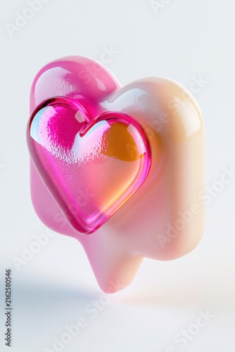 Heart icon in a glossy pink and orange message bubble representing a social media notification or online reaction