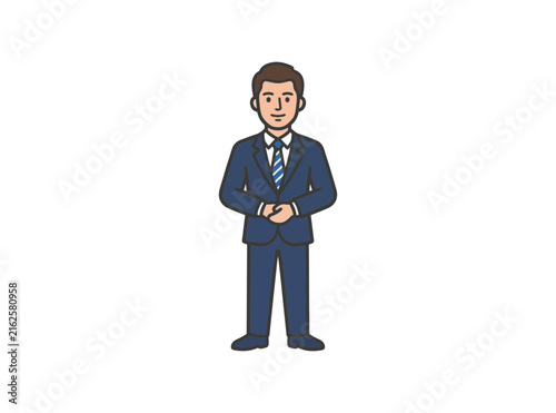 Businessman in Blue Suit Vector Illustration