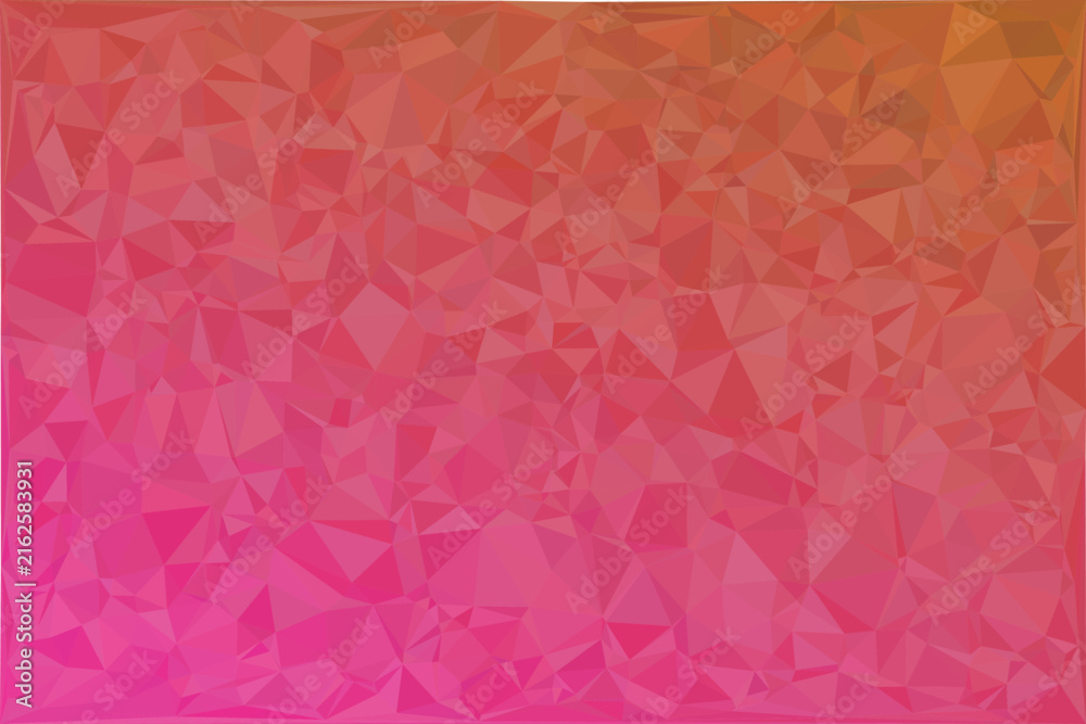 Fototapeta premium Low poly geometric pattern with pink, red, and orange gradient on a white background, triangle polygon