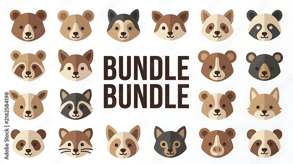 Obraz premium A wonderful collection featuring various cute forest animal faces arranged neatly together with bold text graphics in the center, creating an engaging educational resource for children's