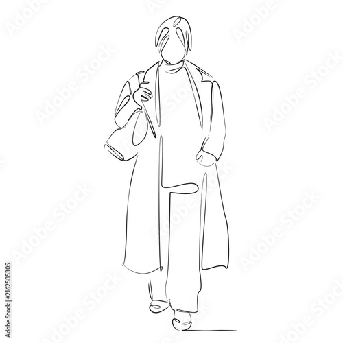 One continuous line drawing on white isolated background. Minimalism linear illustration. person, woman, businesswoman, office, professional, smiling, business, confident, executive, manager