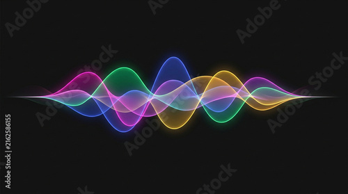 Colorful sound wave equalizer digital artwork on black background