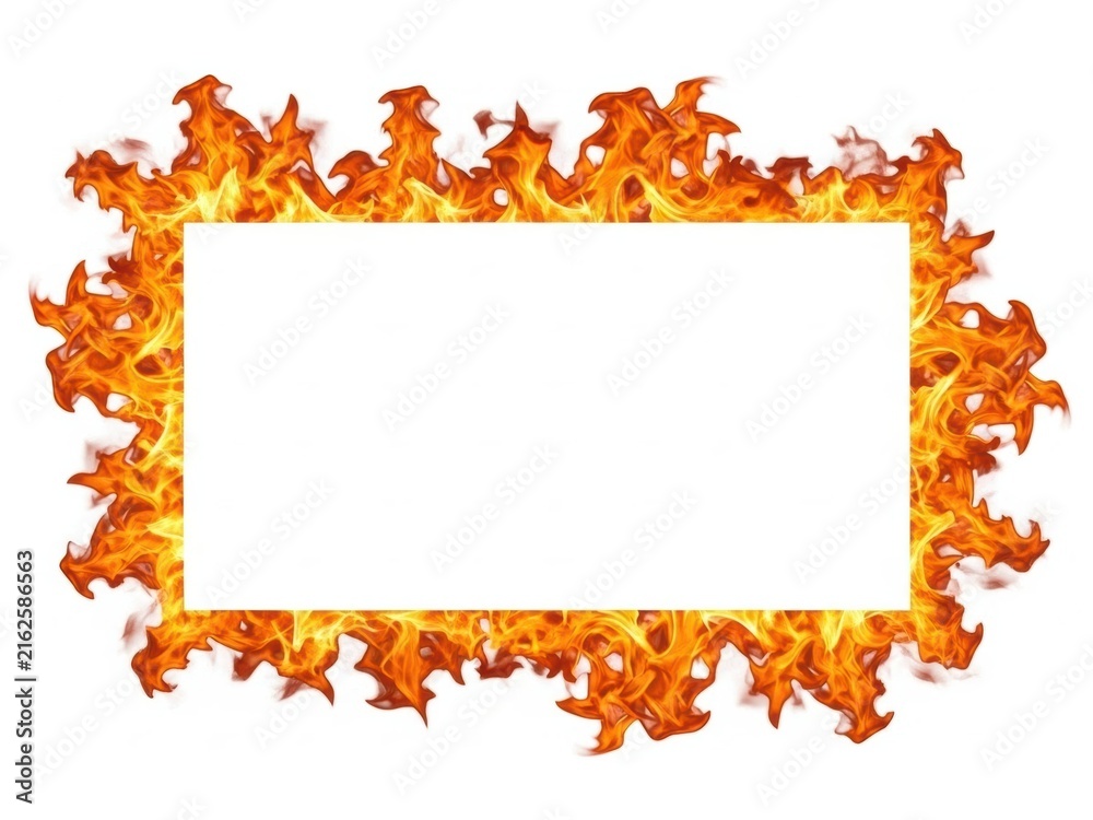 Fototapeta premium Flaming orange border with autumn leaves