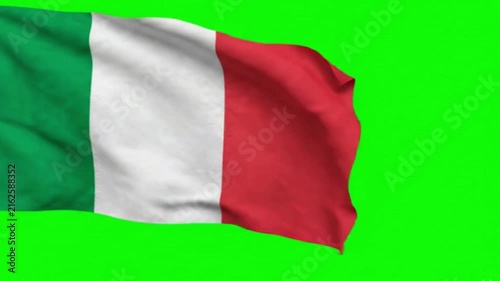 Italy Flag Waving on Green Screen, Chroma Key Background