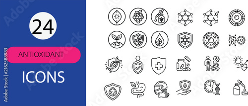 PrintAntioxidant Line Icon Set: Solid, Outline and Modern Flat Color