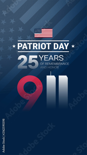 Bild auf Leinwand Patriot Day 9/11 25 Years Anniversary since September 11 - vertical background t