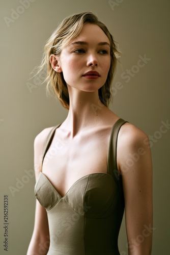 Elegant Fashion Model in a Stunning One-Piece Day Dress