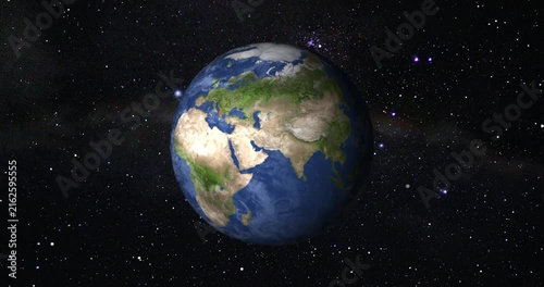 Cinematic satellite animation zooming from outer space to Albania.
