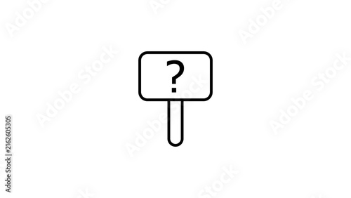 Question mark icon on rectangular sign board black vector graphic for navigation purposes