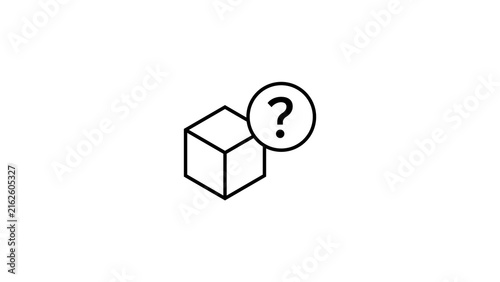 Three dimensional cube with question mark icon vector for logistics and storage queries