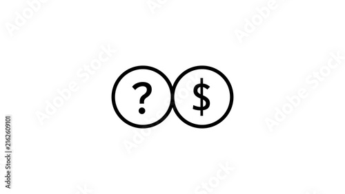 Financial inquiry icon with dollar sign and question mark for budget planning and wealth