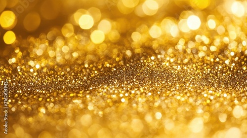 Abstract Gold Glitter Texture Background with Soft Bokeh Lights