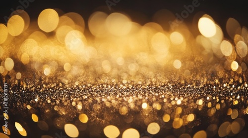 Elegant Gold Glitter Background with Soft Bokeh Lights